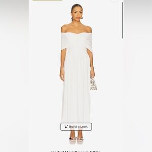 Off-Shoulder White Maxi Dress with Ruched Bodice
